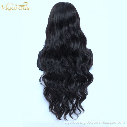 Vigorous cheap 26 inch colored heat resistant deep curly hand tied long styled synthetic lace front wigs for black women